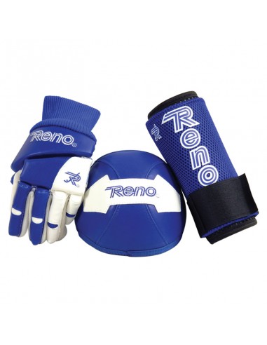 KIT RENO GUANTES + RODILLERAS + ESPINILLERA AZUL ROYAL-BLANCO-AL